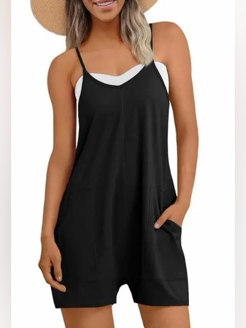 NWT Black Spaghetti-Strap Romper (L)